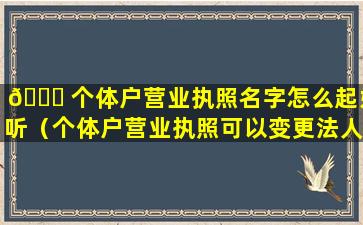 🐒 个体户营业执照名字怎么起好听（个体户营业执照可以变更法人名字吗）